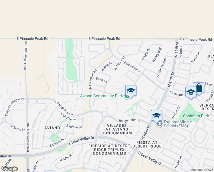 map of restaurants, bars, coffee shops, grocery stores, and more near 22717 North 38th Way in Phoenix