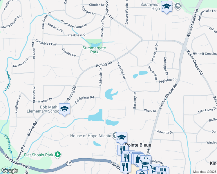 map of restaurants, bars, coffee shops, grocery stores, and more near 3717 Birchbriar Court in Decatur