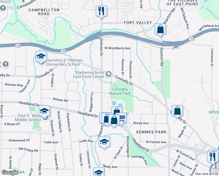 map of restaurants, bars, coffee shops, grocery stores, and more near 2287 Mulberry Street in Atlanta