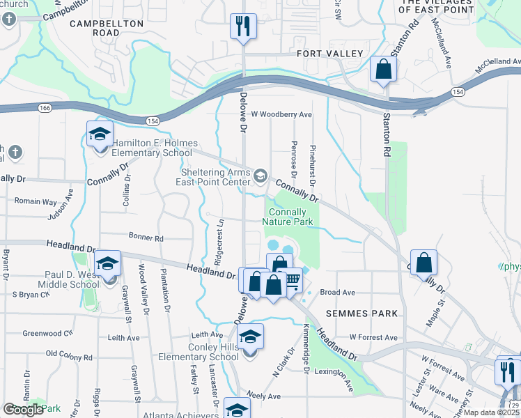 map of restaurants, bars, coffee shops, grocery stores, and more near 2287 Mulberry Street in Atlanta