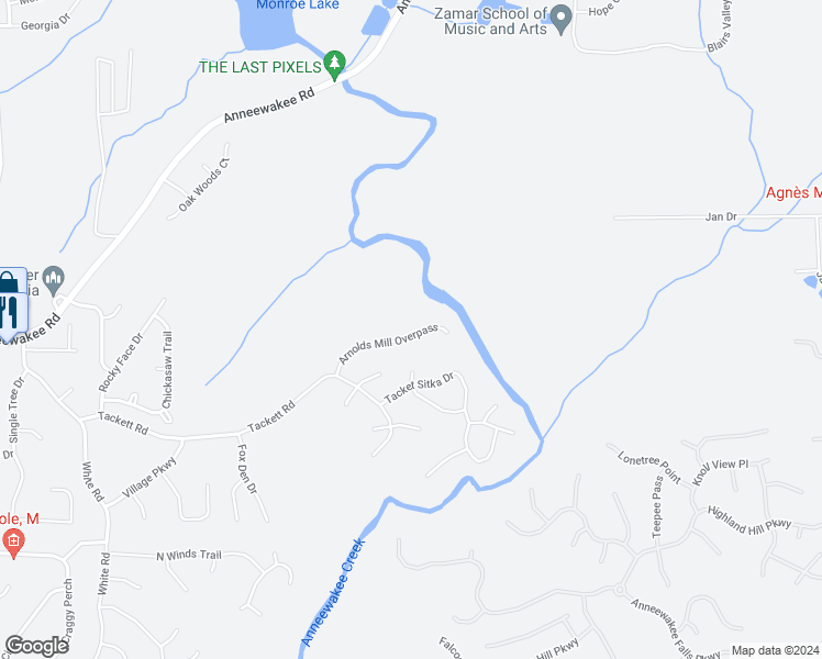 map of restaurants, bars, coffee shops, grocery stores, and more near 4146 Arnolds Mill Overpass in Douglasville