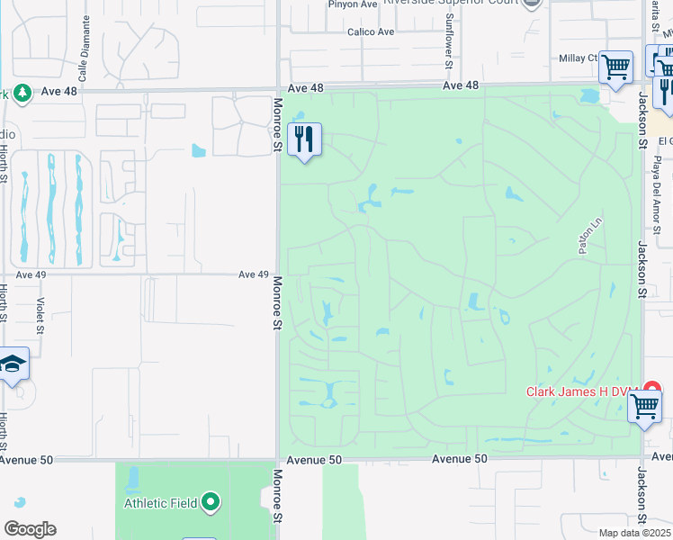 map of restaurants, bars, coffee shops, grocery stores, and more near 82239 Waring Way in Indio