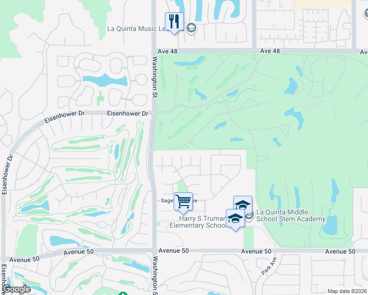 map of restaurants, bars, coffee shops, grocery stores, and more near 78665 Cabrillo Way in La Quinta