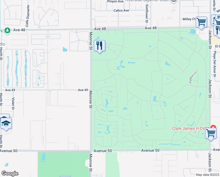 map of restaurants, bars, coffee shops, grocery stores, and more near 82239 Waring Way in Indio
