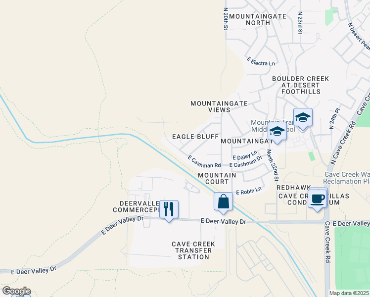 map of restaurants, bars, coffee shops, grocery stores, and more near 22707 North 17th Street in Phoenix