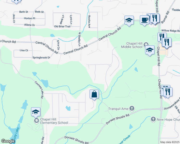 map of restaurants, bars, coffee shops, grocery stores, and more near 4486 Manor View Court in Douglasville