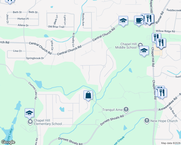 map of restaurants, bars, coffee shops, grocery stores, and more near 4481 Ridge Mill Terrace in Douglasville