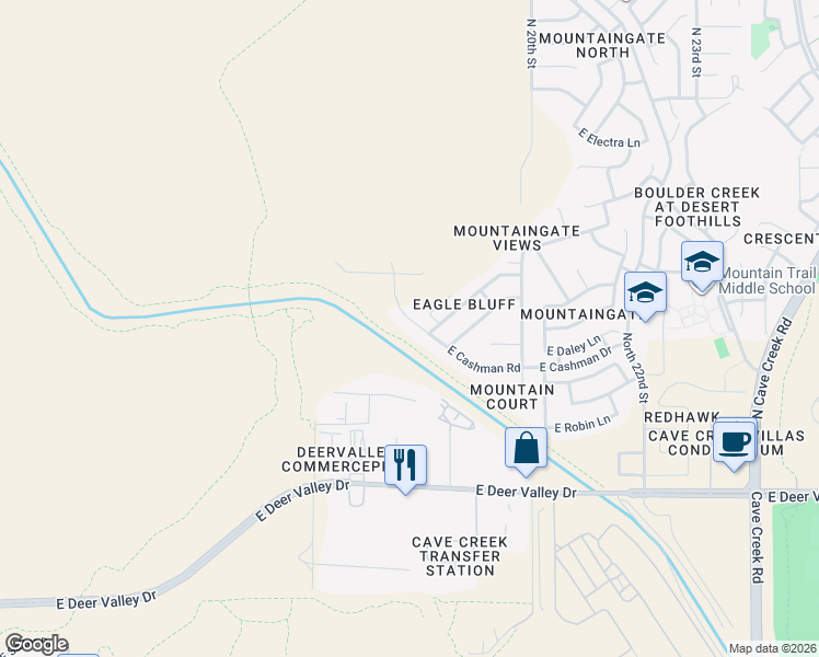 map of restaurants, bars, coffee shops, grocery stores, and more near 22722 North 17th Street in Phoenix
