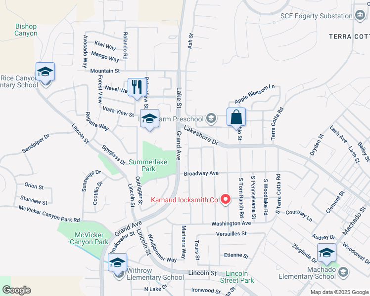 map of restaurants, bars, coffee shops, grocery stores, and more near 803 Napa Street in Lake Elsinore