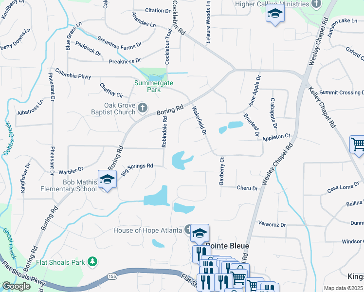 map of restaurants, bars, coffee shops, grocery stores, and more near 3717 Birchbriar Court in Decatur