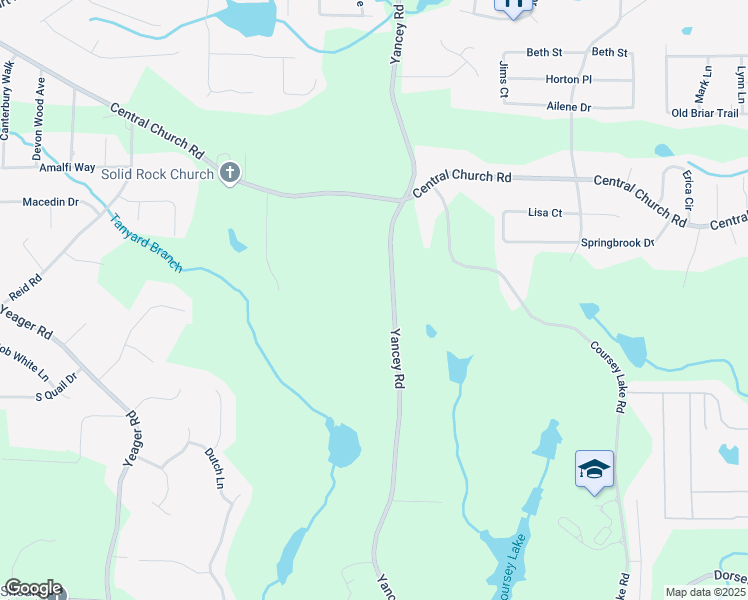 map of restaurants, bars, coffee shops, grocery stores, and more near 4149 Yancey Road in Douglasville