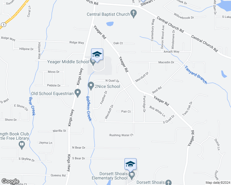 map of restaurants, bars, coffee shops, grocery stores, and more near 4127 Macduff Drive in Douglasville