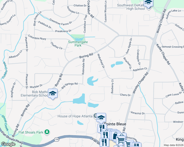 map of restaurants, bars, coffee shops, grocery stores, and more near 3717 Birchbriar Court in Decatur