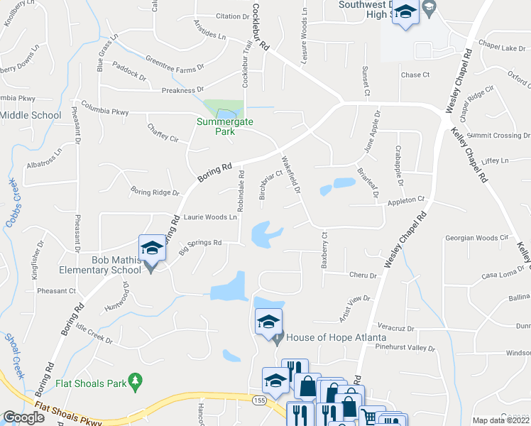 map of restaurants, bars, coffee shops, grocery stores, and more near 3717 Birchbriar Court in Decatur