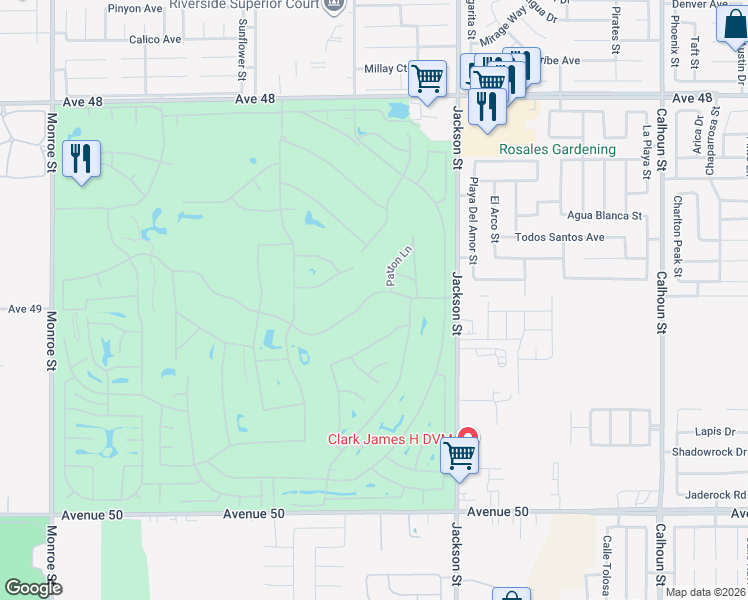 map of restaurants, bars, coffee shops, grocery stores, and more near 82793 Odlum Drive in Indio