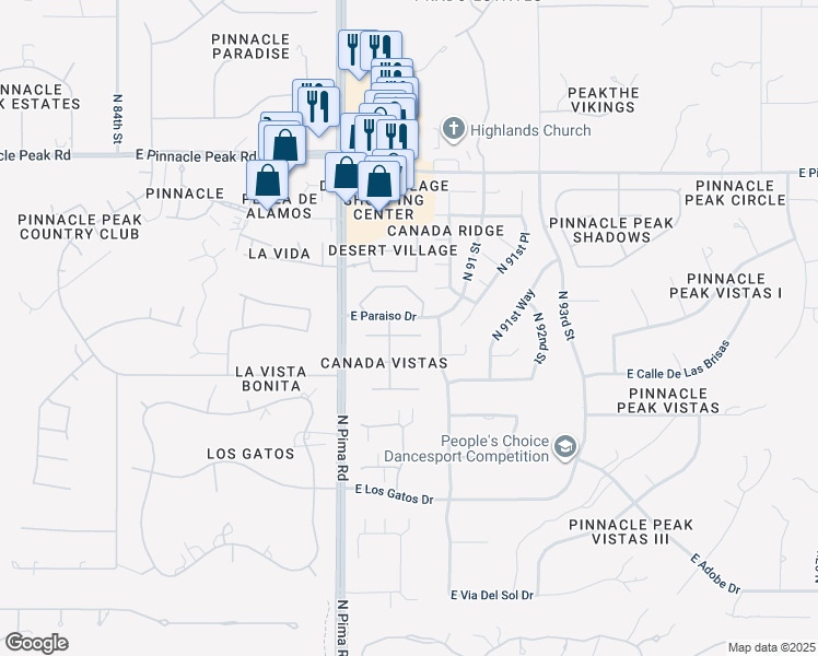 map of restaurants, bars, coffee shops, grocery stores, and more near 8930 East Cll Del Palo Verde in Scottsdale