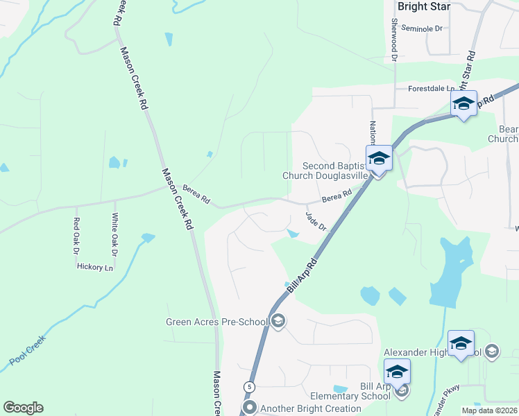 map of restaurants, bars, coffee shops, grocery stores, and more near 4123 Green Field Drive in Douglasville