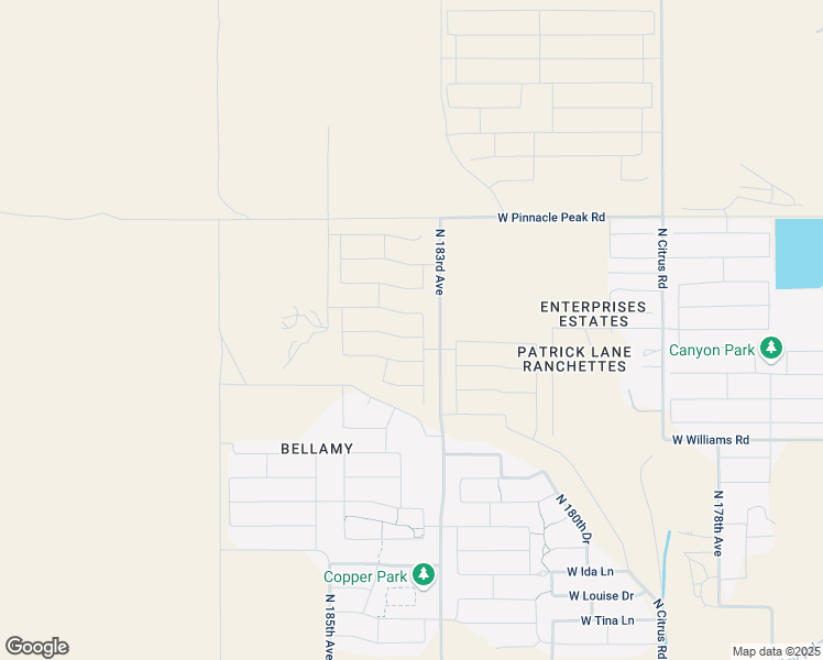 map of restaurants, bars, coffee shops, grocery stores, and more near 23000-23398 North 183rd Avenue in Surprise