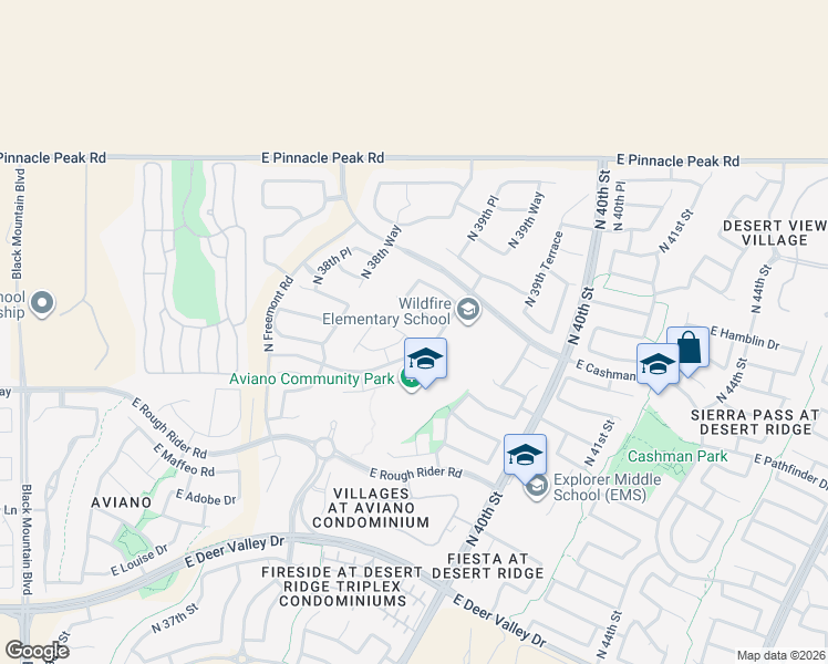 map of restaurants, bars, coffee shops, grocery stores, and more near 3944 East Lockwood Drive in Phoenix
