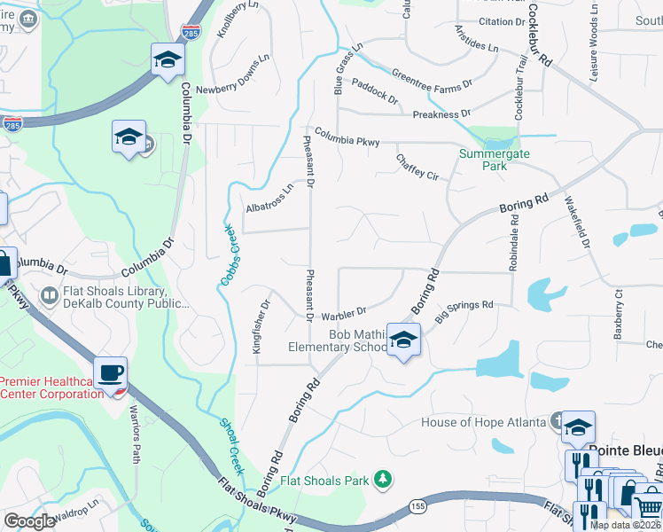 map of restaurants, bars, coffee shops, grocery stores, and more near 3143 East Chapel Circle in Decatur