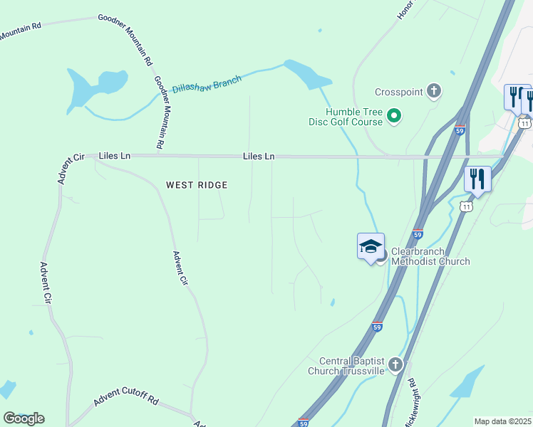 map of restaurants, bars, coffee shops, grocery stores, and more near 6508 Winslow Drive in Trussville