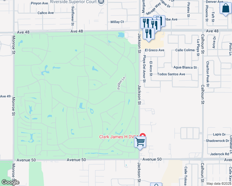map of restaurants, bars, coffee shops, grocery stores, and more near 82809 Odlum Drive in Indio