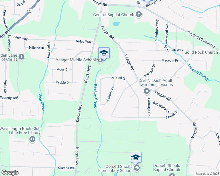 map of restaurants, bars, coffee shops, grocery stores, and more near 4073 Feather Drive in Douglasville