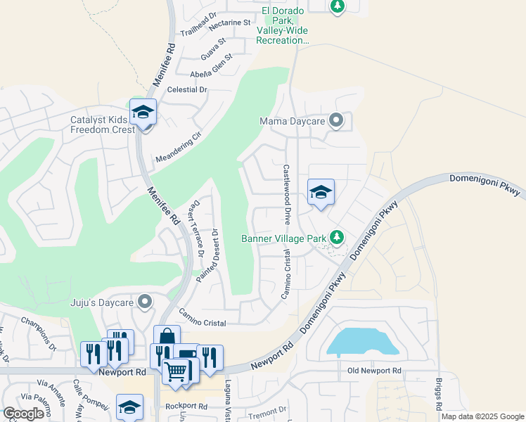 map of restaurants, bars, coffee shops, grocery stores, and more near 29523 Yarmouth Court in Menifee