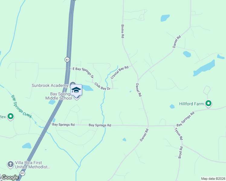 map of restaurants, bars, coffee shops, grocery stores, and more near 2056 Club Bay Drive in Villa Rica