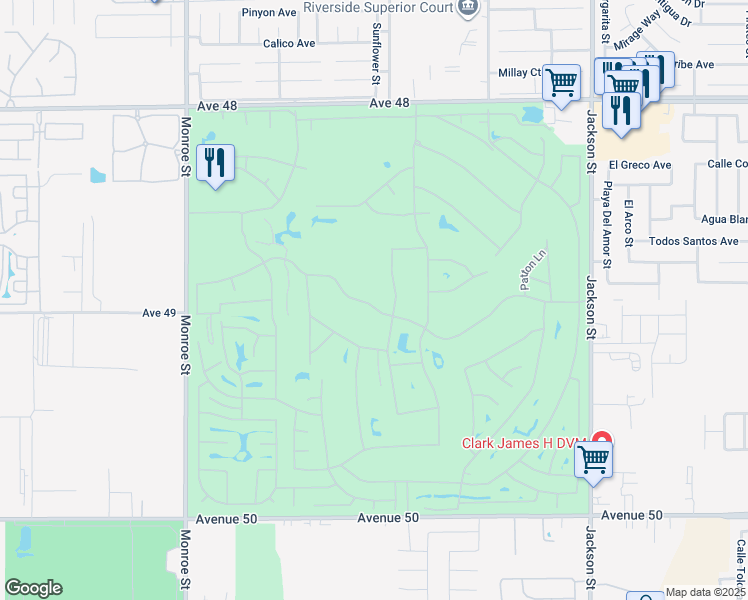 map of restaurants, bars, coffee shops, grocery stores, and more near 82396 Odlum Drive in Indio