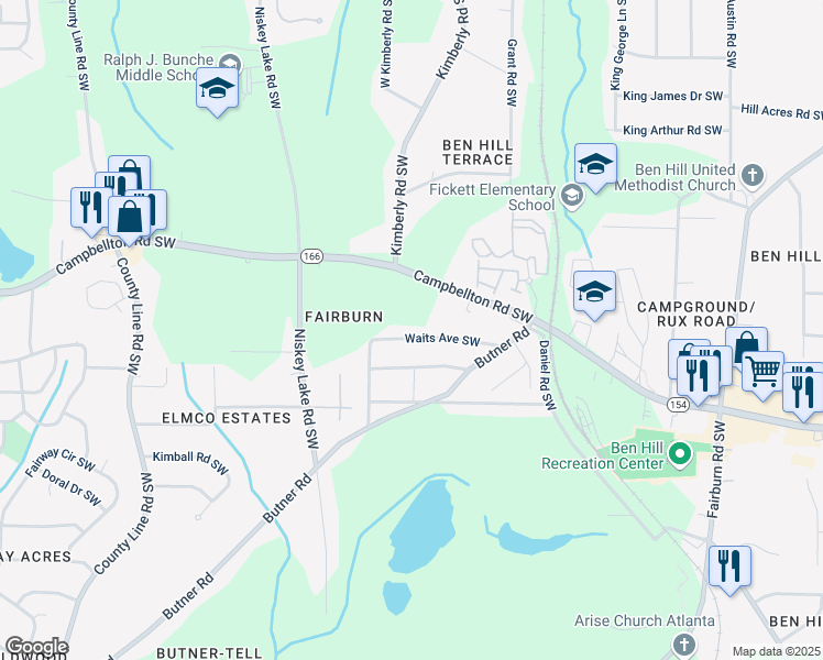 map of restaurants, bars, coffee shops, grocery stores, and more near 4097 Waits Avenue Southwest in Atlanta