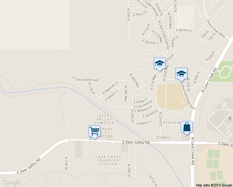 map of restaurants, bars, coffee shops, grocery stores, and more near 22718 North 19th Way in Phoenix