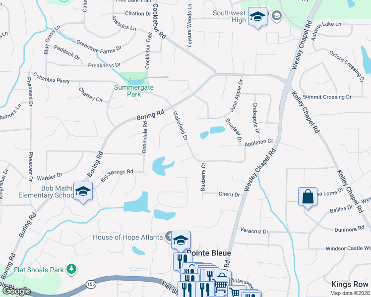 map of restaurants, bars, coffee shops, grocery stores, and more near 3829 Gothic Elm Court in Decatur