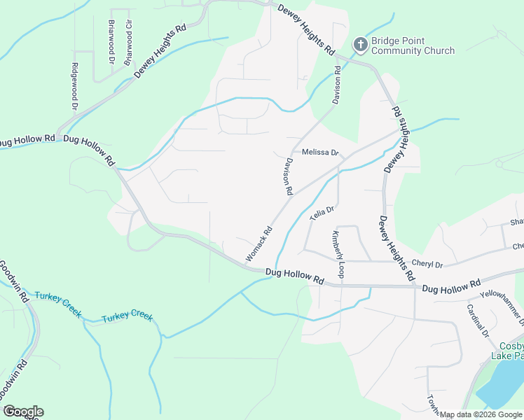 map of restaurants, bars, coffee shops, grocery stores, and more near 6494 Womack Road in Pinson
