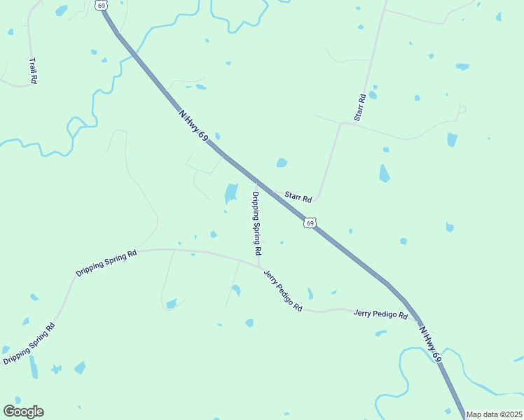 map of restaurants, bars, coffee shops, grocery stores, and more near 9838 Dripping Spring Road in Denison