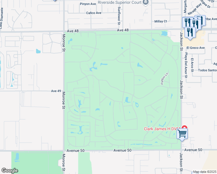 map of restaurants, bars, coffee shops, grocery stores, and more near 82353 Odlum Drive in Indio
