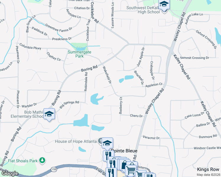 map of restaurants, bars, coffee shops, grocery stores, and more near 3829 Gothic Elm Ct in Decatur