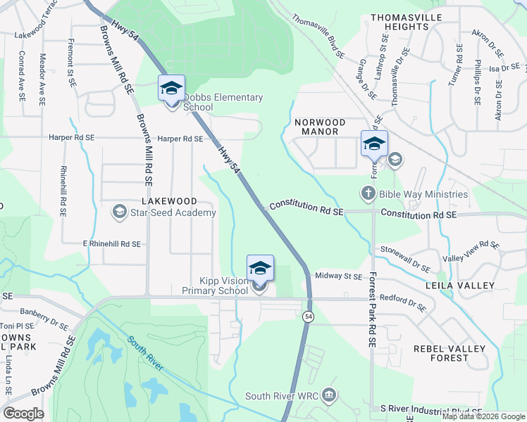 map of restaurants, bars, coffee shops, grocery stores, and more near 2237 Jonesboro Road Southeast in Atlanta