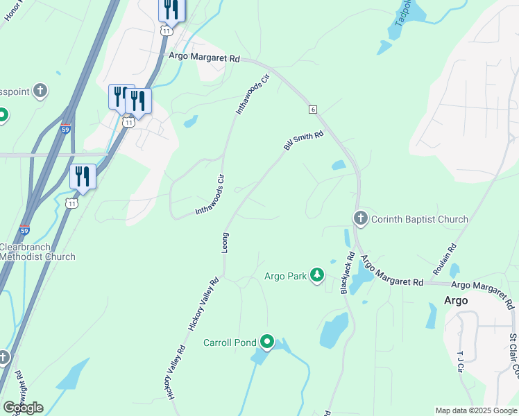 map of restaurants, bars, coffee shops, grocery stores, and more near 260 Honey Cove Way in Trussville