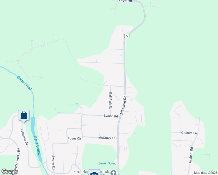 map of restaurants, bars, coffee shops, grocery stores, and more near 6394 Ball Park Road in Mount Olive