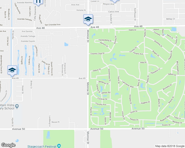 map of restaurants, bars, coffee shops, grocery stores, and more near 48910 Cochran Drive in Indio