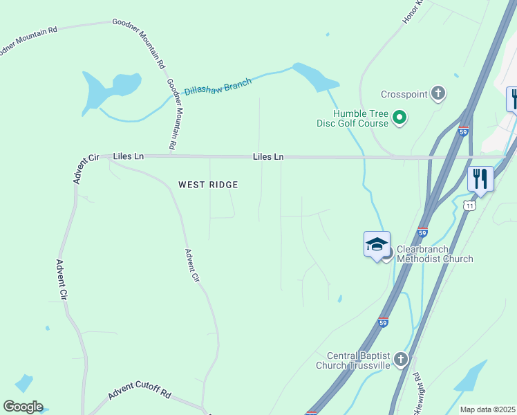 map of restaurants, bars, coffee shops, grocery stores, and more near 6505 Richmar Drive in Trussville