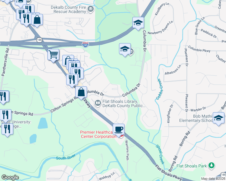 map of restaurants, bars, coffee shops, grocery stores, and more near 116 Claremont Avenue in Decatur