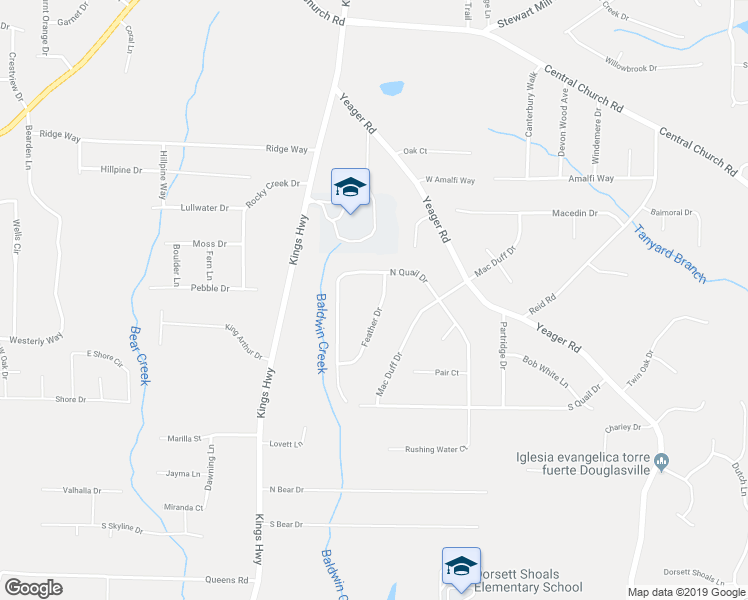 map of restaurants, bars, coffee shops, grocery stores, and more near 4063 Feather Drive in Douglasville