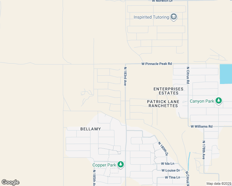 map of restaurants, bars, coffee shops, grocery stores, and more near 23000-23398 North 183rd Avenue in Surprise
