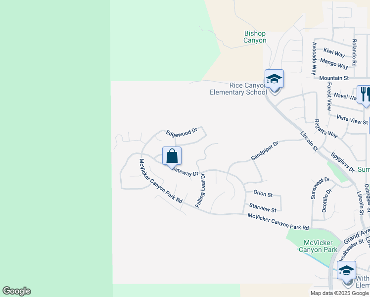 map of restaurants, bars, coffee shops, grocery stores, and more near 29223 Woodbridge Street in Lake Elsinore