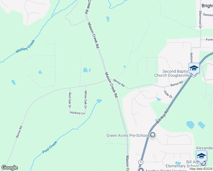 map of restaurants, bars, coffee shops, grocery stores, and more near 4067 Mason Creek Road in Winston