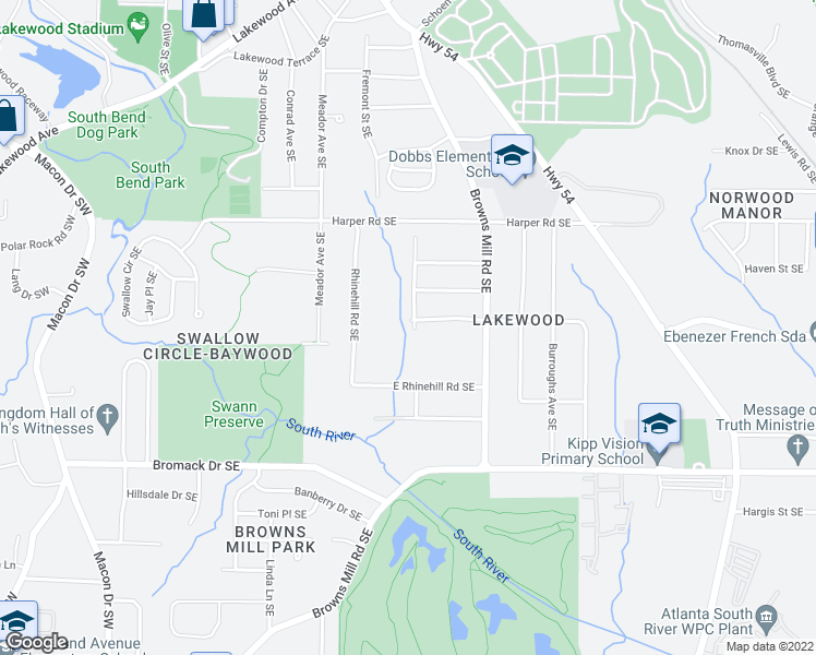 map of restaurants, bars, coffee shops, grocery stores, and more near 2225 Sargent Place Southeast in Atlanta
