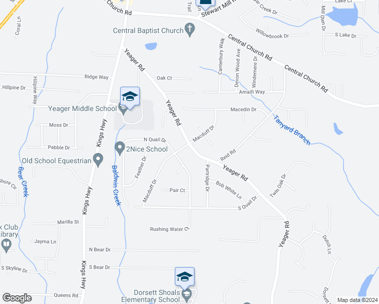 map of restaurants, bars, coffee shops, grocery stores, and more near 4031 Yeager Road in Douglasville