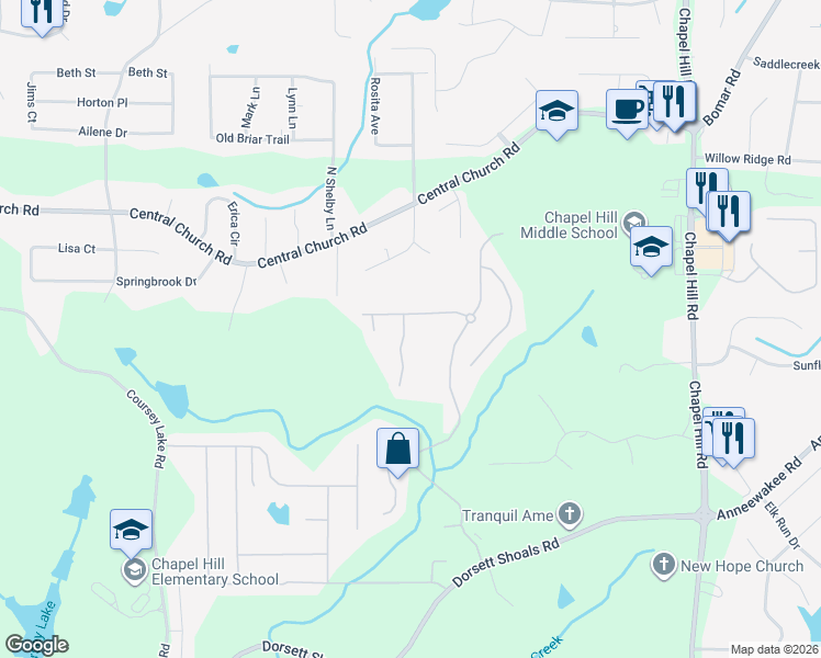 map of restaurants, bars, coffee shops, grocery stores, and more near 4471 Ridge Mill Terrace in Douglasville